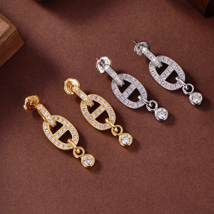 [Luxe Jewels]HM CHAINE DIAMOND EARRINGS