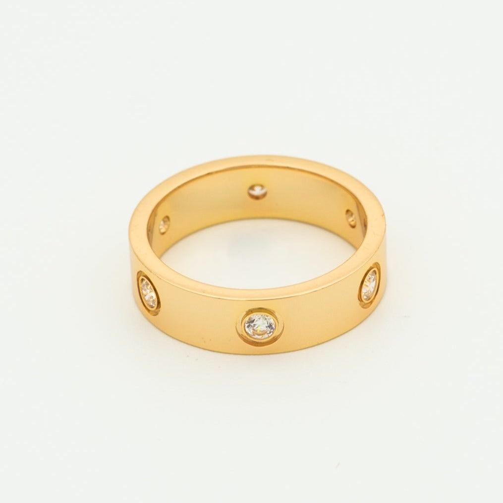 [Luxe Jewels]LOVE RING 5.5MM 6 DIAMONDS PINK GOLD