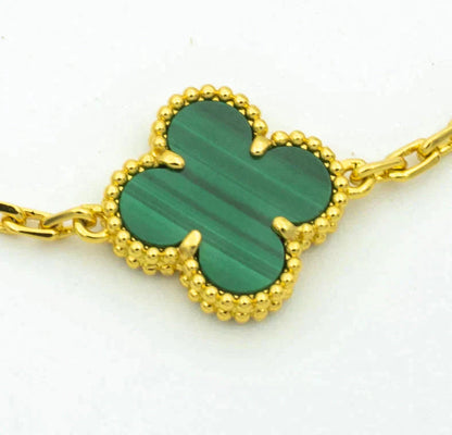 [Luxe Jewels]CLOVER  5 MOTIF MALACHITE DIAMOND BRACELET