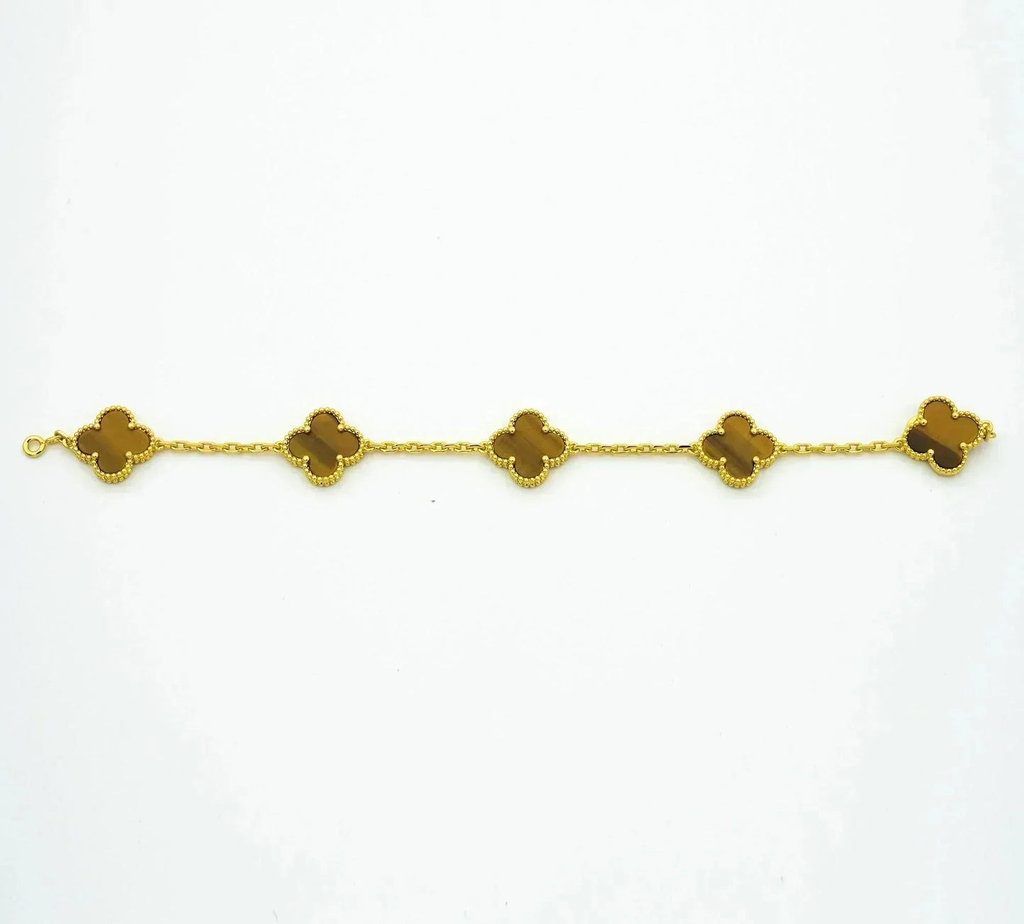 [Luxe Jewels]CLOVER  5 MOTIFS TIGER EYE BRACELET