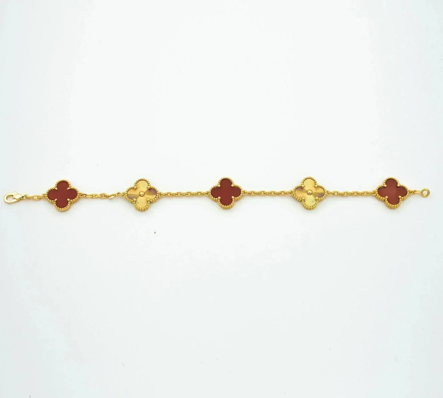 [Luxe Jewels]CLOVER  5 MOTIFS CARNELIAN GOLD BRACELET