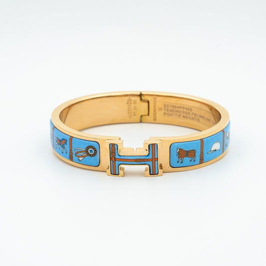 [Luxe Jewels]H PINK GOLD BRACELET BLUE CERAMIC