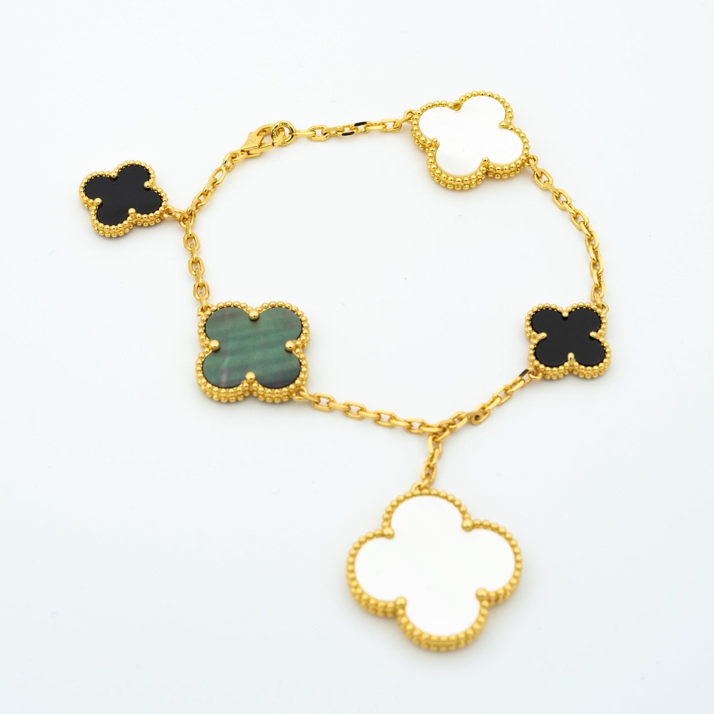 [Luxe Jewels]CLOVER BRACELET 5 MOTIFS ONYX MOP