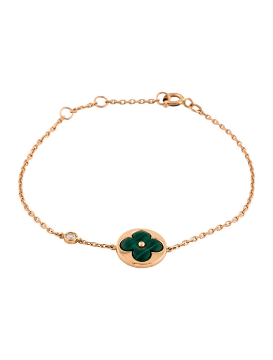 [Luxe Jewels]SUN MALACHITE 1 DIAMOND PINK GOLD BRACELET