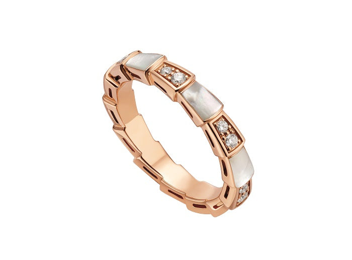 [MERA]SERPENTI RING ROSGOLD DIAMANT MOP 3MM