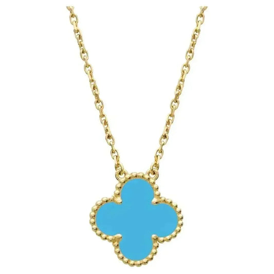 [Luxe Jewels]CLOVER 15MM VINTAGE TURQUOISE NECKLACE