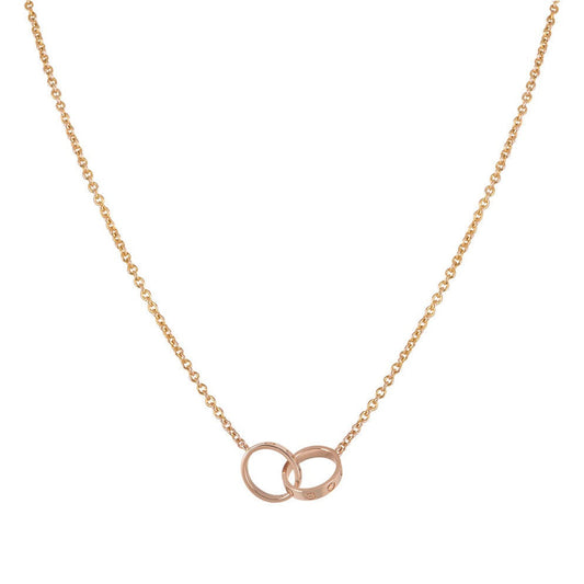 [Luxe Jewels]LOVE NECKLACE DOUBLE RING PINK GOLD