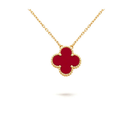 [Luxe Jewels]CLOVER 15MM CARNELIAN SINGLE FLOWER NECKLACE