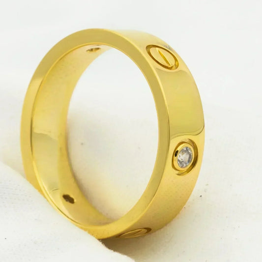 [Luxe Jewels]LOVE RING 5.5MM 3 DIAMONDS GOLD