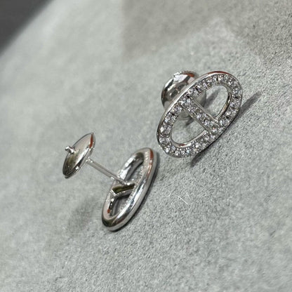 [Luxe Jewels]HM FULL DIAMOND PIG NOSE STUD EARRINGS