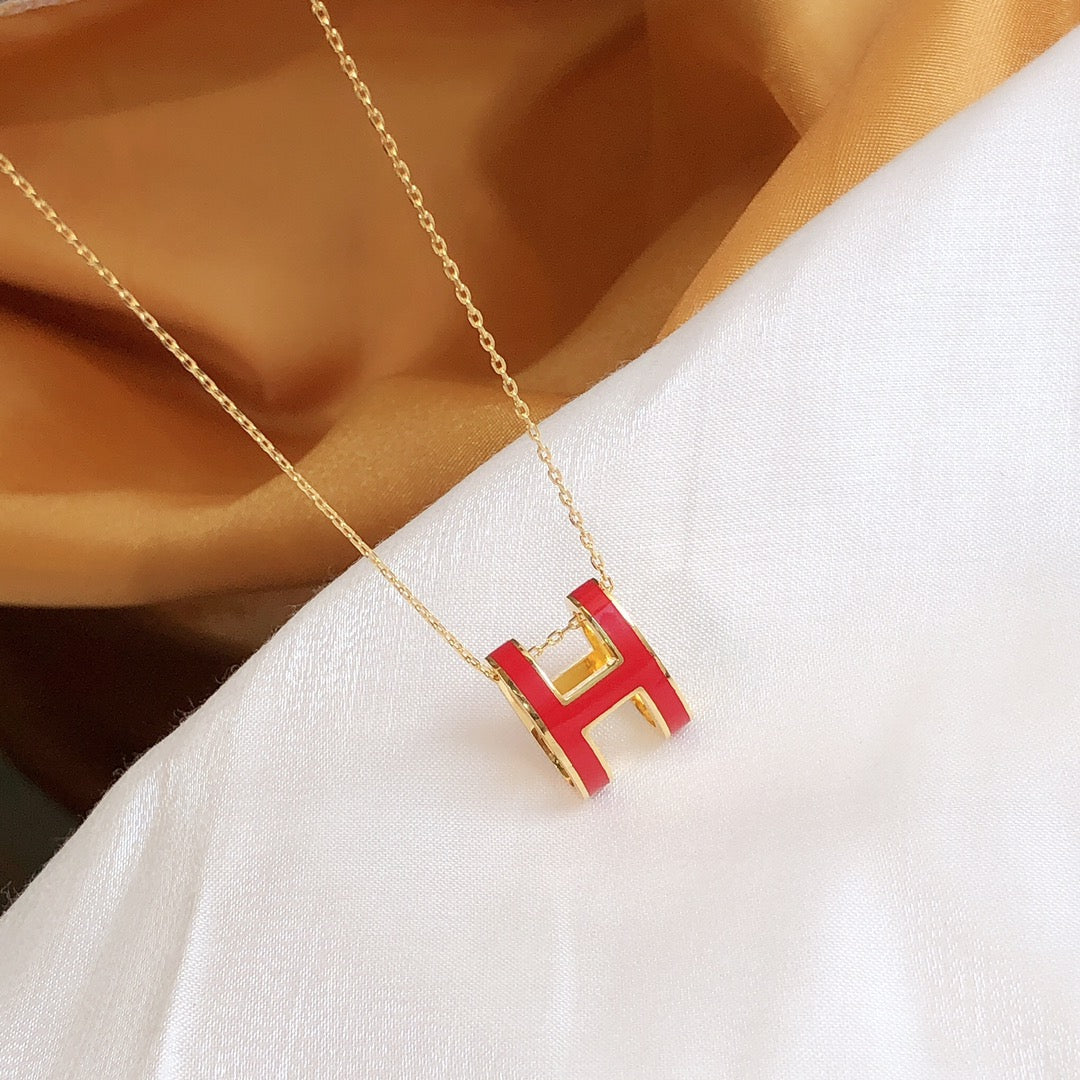 [Luxe Jewels]HM CLIC レッドエナメルゴールドネックレス