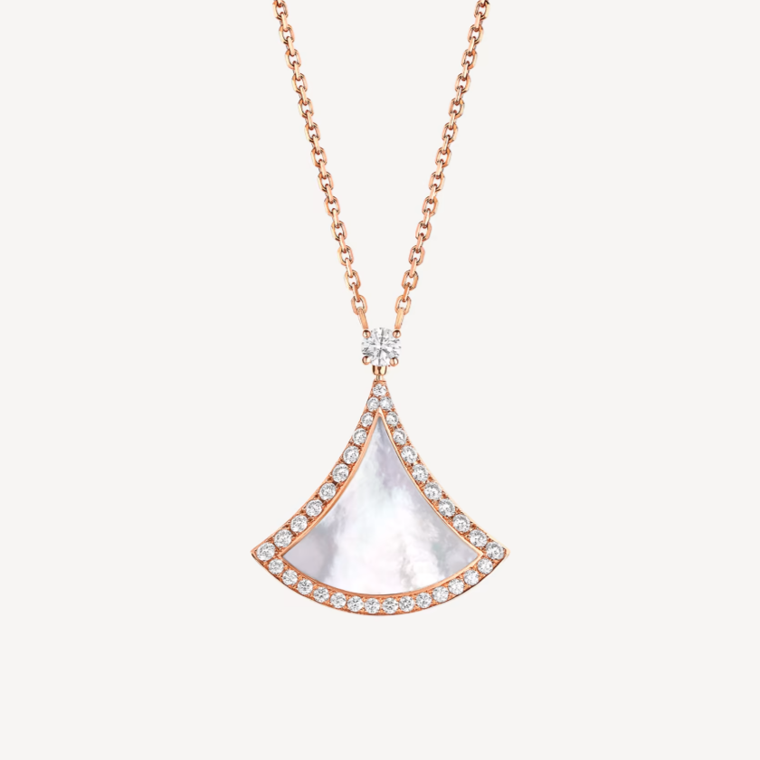 [Luxe Jewels]DREAM MOP DIAMOND PAVED PINK GOLD NECKLACE