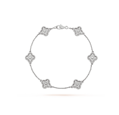 [Luxe Jewels]CLOVER 6 MOTIF SILVER DIAMOND BRACELET