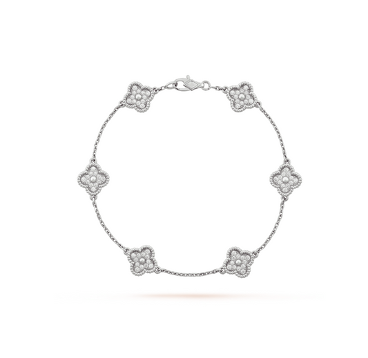 [Luxe Jewels]CLOVER 6 MOTIF SILVER DIAMOND BRACELET