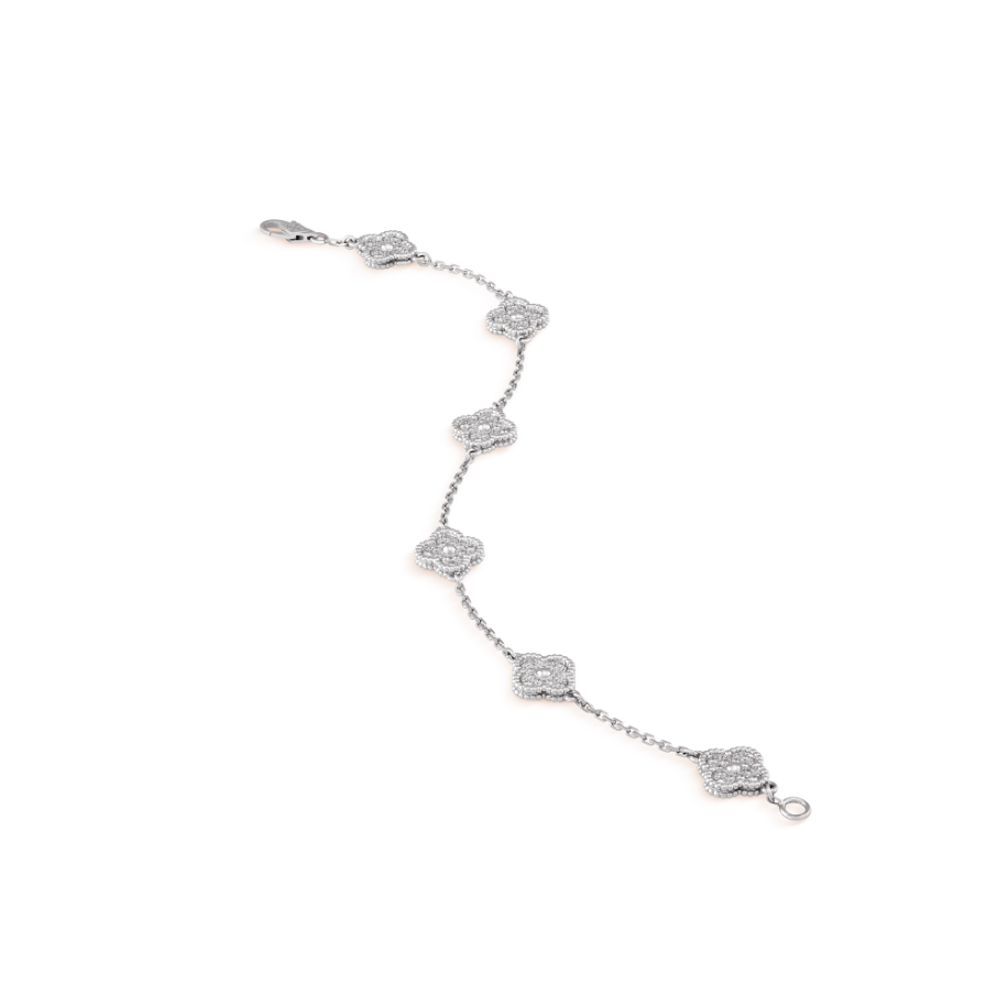 [Luxe Jewels]CLOVER 6 MOTIF SILVER DIAMOND BRACELET