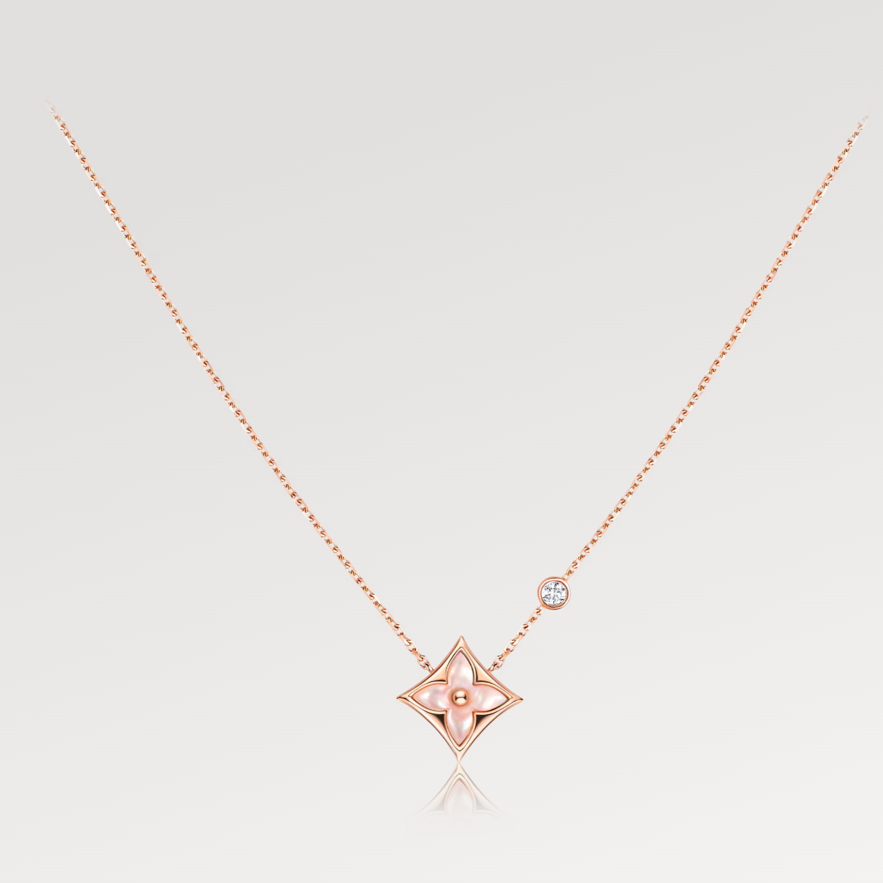 [Luxe Jewels]STAR PINK MOP 1 DIAMOND PINK GOLD NECKLACE