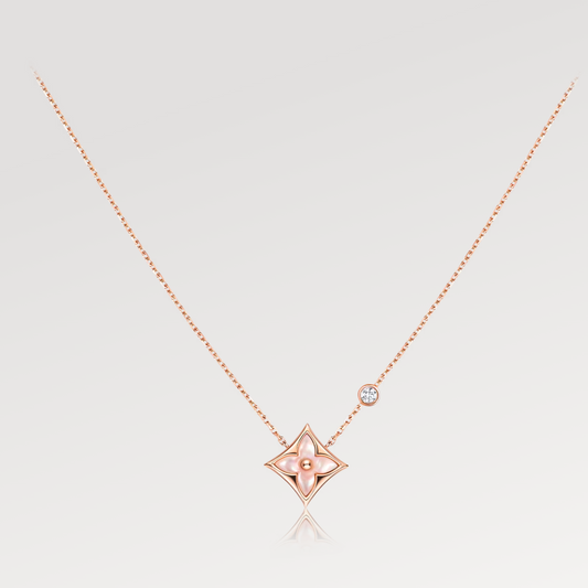 [Luxe Jewels]STAR PINK MOP 1 DIAMOND PINK GOLD NECKLACE