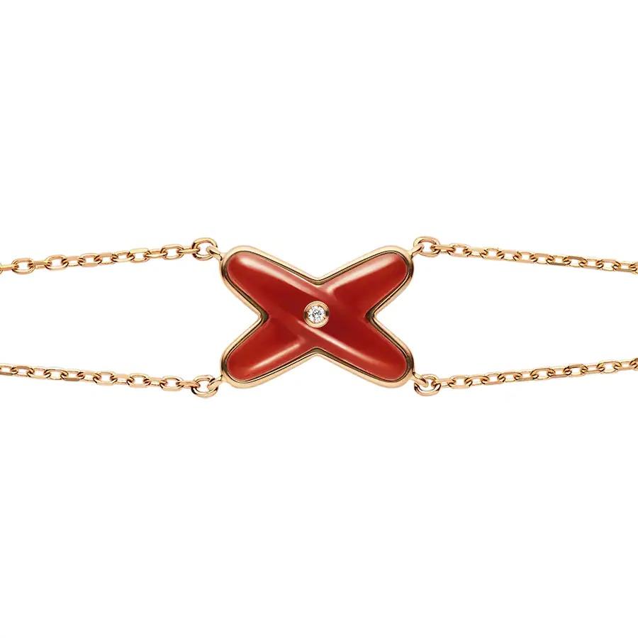 [Luxe Jewels]JEUX BRACELET CARNELIAN PINK GOLD 1 DIAMOND