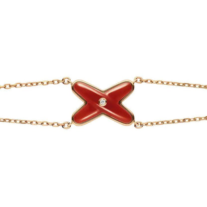 [Luxe Jewels]JEUX BRACELET CARNELIAN PINK GOLD 1 DIAMOND