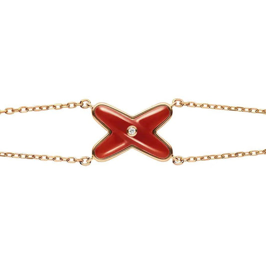 [Luxe Jewels]JEUX BRACELET CARNELIAN PINK GOLD 1 DIAMOND