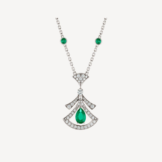 [Luxe Jewels]DREAM NECKLACE MALACHITE DIAMOND SILVER