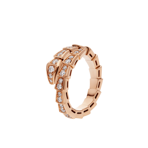 [Luxe Jewels]SERPENTI RING PINK GOLD DIAMOND PAVED 4MM