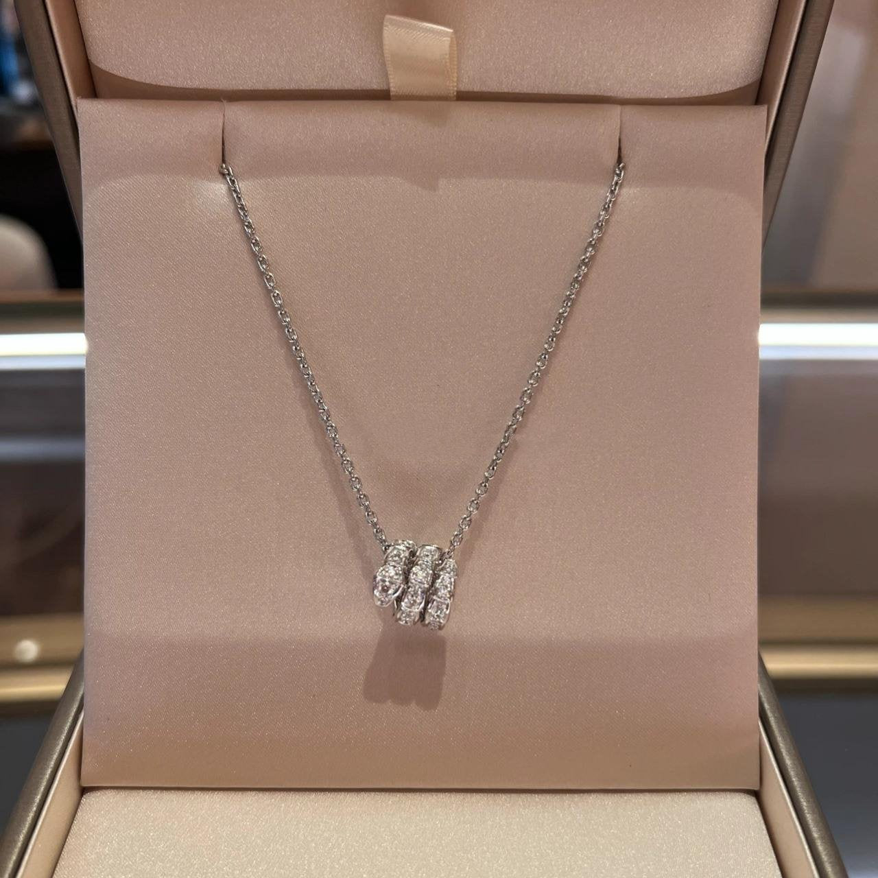 [Luxe Jewels]SERPENTI SILVER NECKLACE DOUBLE RING DIAMOND