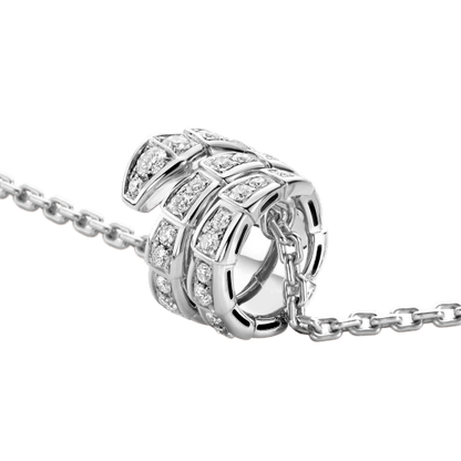 [Luxe Jewels]SERPENTI SILVER NECKLACE DOUBLE RING DIAMOND