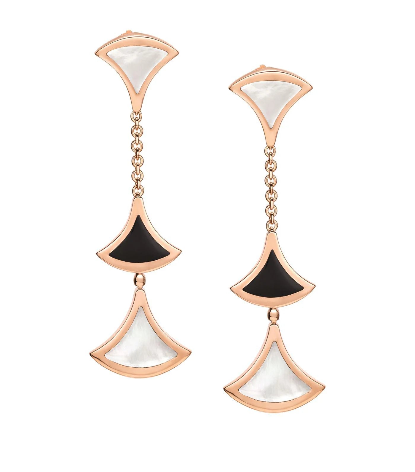 [Luxe Jewels]DREAM EARRINGS 3 MOTIFS ONYX MOP PINK GOLD