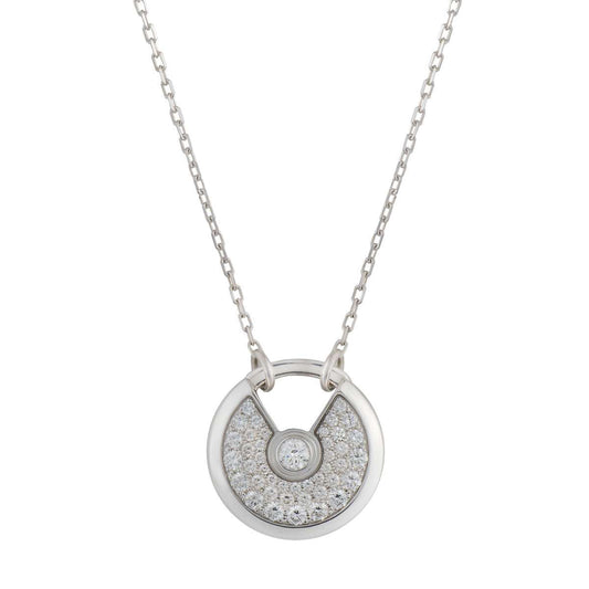 [Luxe Jewels]AMULETTE SILVER FULL DIAMOND NECKLACE