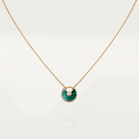 [Luxe Jewels]AMULETTE ROSE GOLD MALACHITE NECKLACE