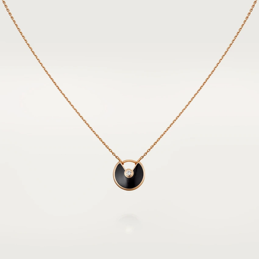 [Luxe Jewels]AMULETTE ROSE GOLD ONYX NECKLACE