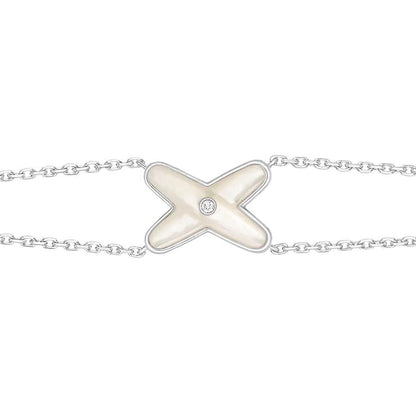 [Luxe Jewels]JEUX BRACELET WHITE MOP SILVER 1 DIAMOND