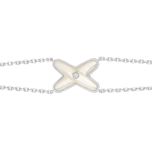 [Luxe Jewels]JEUX BRACELET WHITE MOP SILVER 1 DIAMOND