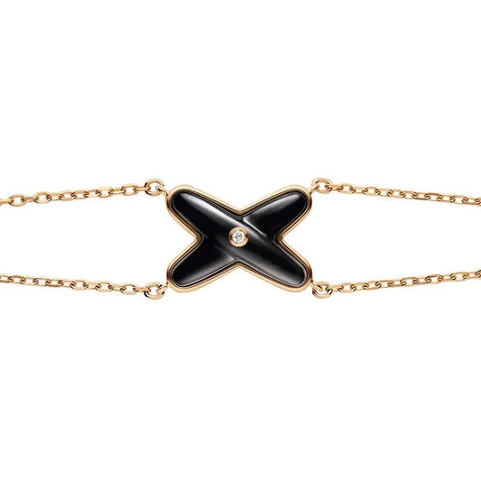 [Luxe Jewels]JEUX BRACELET ONYX PINK GOLD 1 DIAMOND