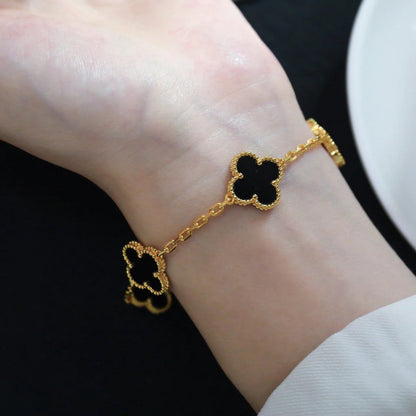 [Luxe Jewels]CLOVER  5 MOTIFS BLACK ONYX BRACELET