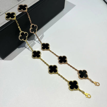 [Luxe Jewels]CLOVER  5 MOTIFS BLACK ONYX BRACELET