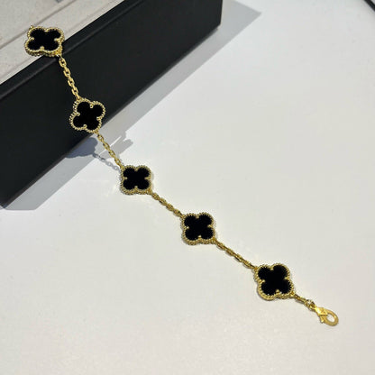 [Luxe Jewels]CLOVER  5 MOTIFS BLACK ONYX BRACELET