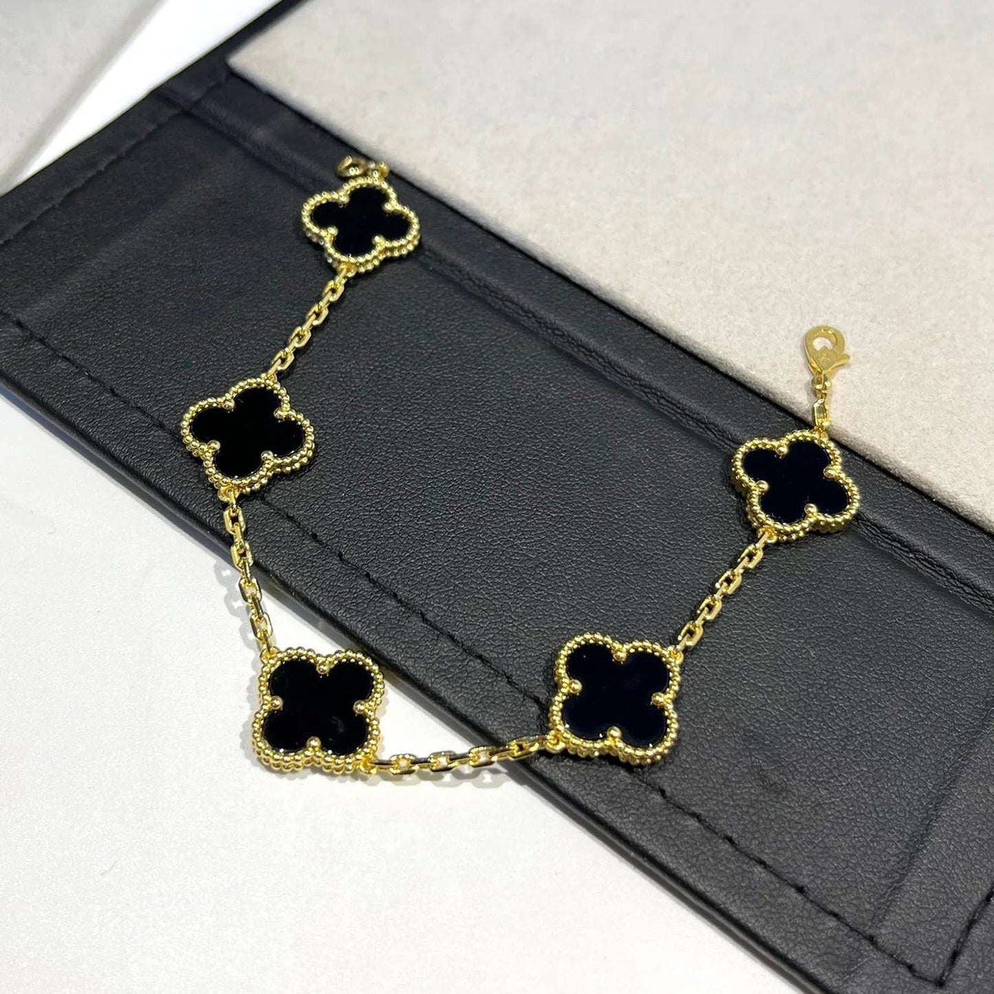 [Luxe Jewels]CLOVER  5 MOTIFS BLACK ONYX BRACELET