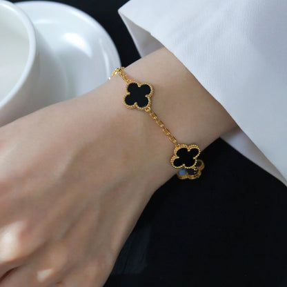 [Luxe Jewels]CLOVER  5 MOTIFS BLACK ONYX BRACELET