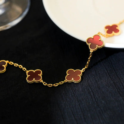 [Luxe Jewels]CLOVER 5 MOTIF RED AGATE  BRACELET