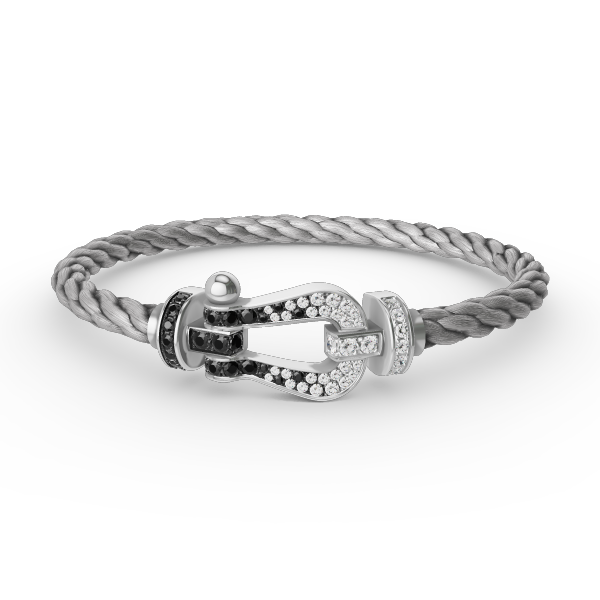 [Luxe Jewels]FORCE LARGE HORSESHOE BLACK WHITE DIAMOND BRACELET SILVER