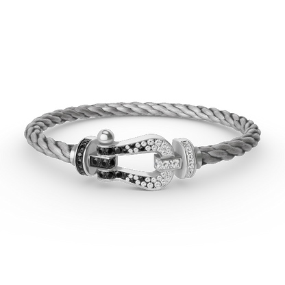 [Luxe Jewels]FORCE LARGE HORSESHOE BLACK WHITE DIAMOND BRACELET SILVER