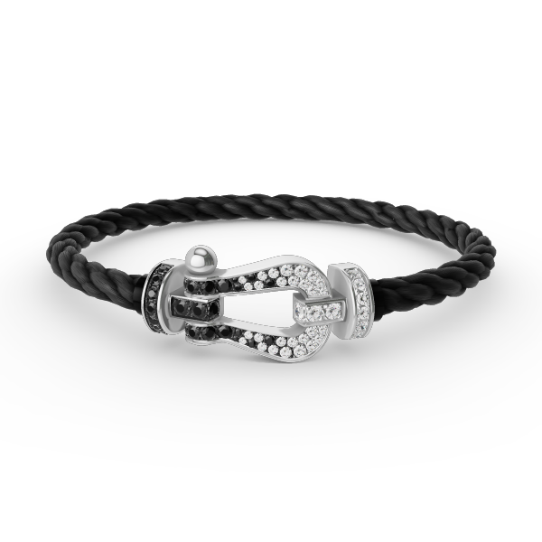 [Luxe Jewels]FORCE LARGE HORSESHOE BLACK WHITE DIAMOND BRACELET SILVER