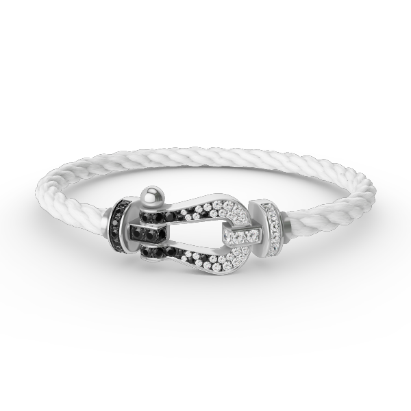 [Luxe Jewels]FORCE LARGE HORSESHOE BLACK WHITE DIAMOND BRACELET SILVER