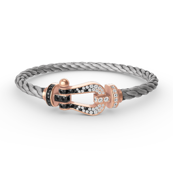 [Luxe Jewels]FORCE LARGE HORSESHOE BLACK WHITE DIAMOND BRACELET ROSE GOLD