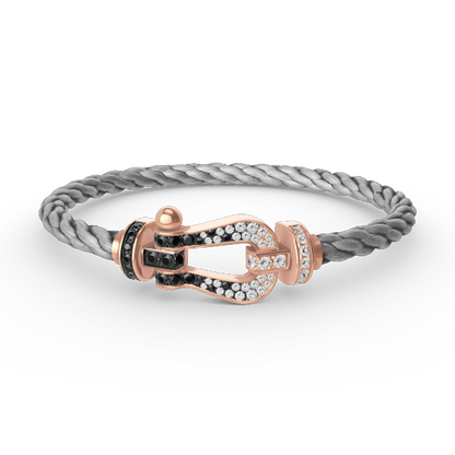 [Luxe Jewels]FORCE LARGE HORSESHOE BLACK WHITE DIAMOND BRACELET ROSE GOLD