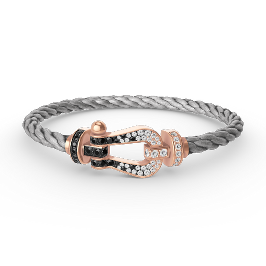 [Luxe Jewels]FORCE LARGE HORSESHOE BLACK WHITE DIAMOND BRACELET ROSE GOLD