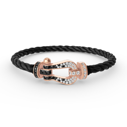 [Luxe Jewels]FORCE LARGE HORSESHOE BLACK WHITE DIAMOND BRACELET ROSE GOLD