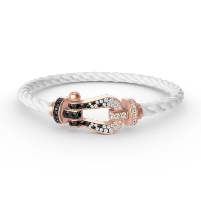 [Luxe Jewels]FORCE LARGE HORSESHOE BLACK WHITE DIAMOND BRACELET ROSE GOLD